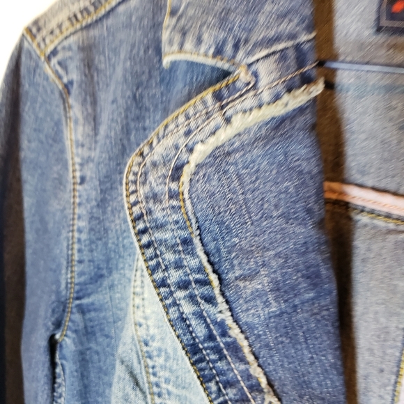 Baccini blazer jean jacket collared S - Picture 6 of 12